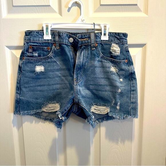 NWT JustUSA Denim Jean shorts Blue Distressed Summer MEDIUM 100% Cotton - Picture 15 of 15